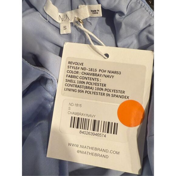 NIA Revolve WOLFE MAXI DRESS In CHAMBRAY/NAVY Cocktail Dress size S NWT - Picture 5 of 5